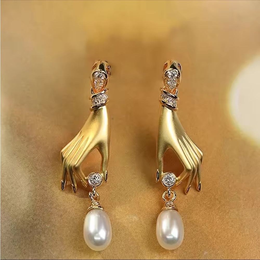 Victorian Gold Pearl Drop Earrings